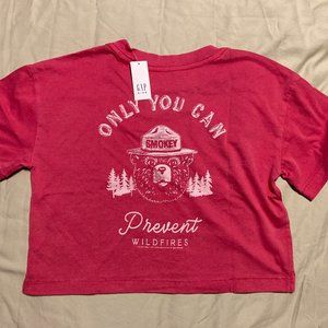 Gap Kids Teen Crop Top Smokey the Bear Size 10 Prevent Forest Fires Brand New